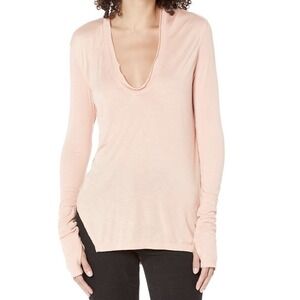 Free People Women's Xsmall Top‎ Fresh And Clean Long Sleeve Tee Coral Mist New